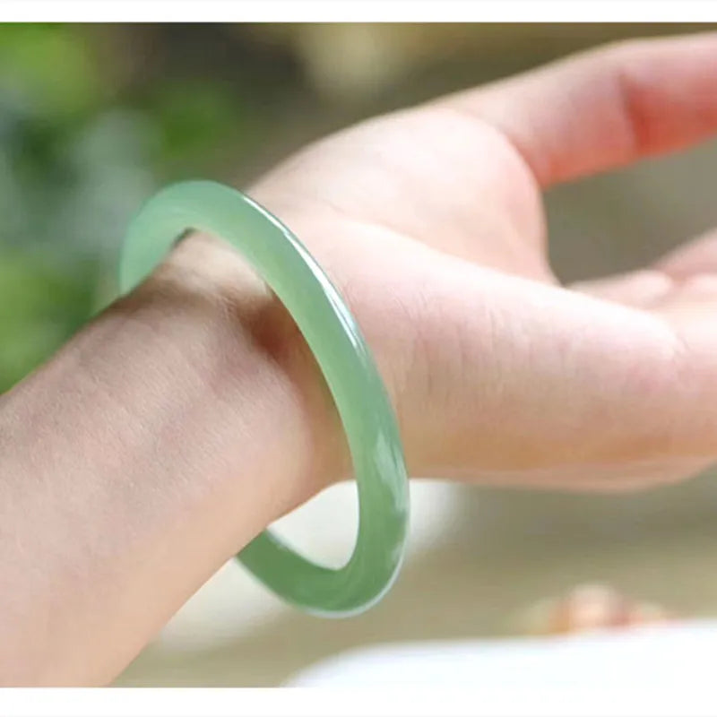 Women Bangle Natural Jade Bangle Free Certificate Green Hetian Jade Jewelry Thin Bangles Jewelry