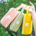 Logo Custom Solid Color Large Capacity Canvas Pencil case School Supplies Storage Bag Double Layer Pencil Bag With Handle