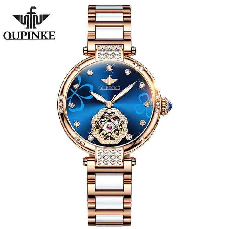 OUPINKE 3183 Women Watches Luxurious Brand Automatic Mechanical Watch Fashion Ceramic Strap Ladies Wristwatches Relogio Feminino