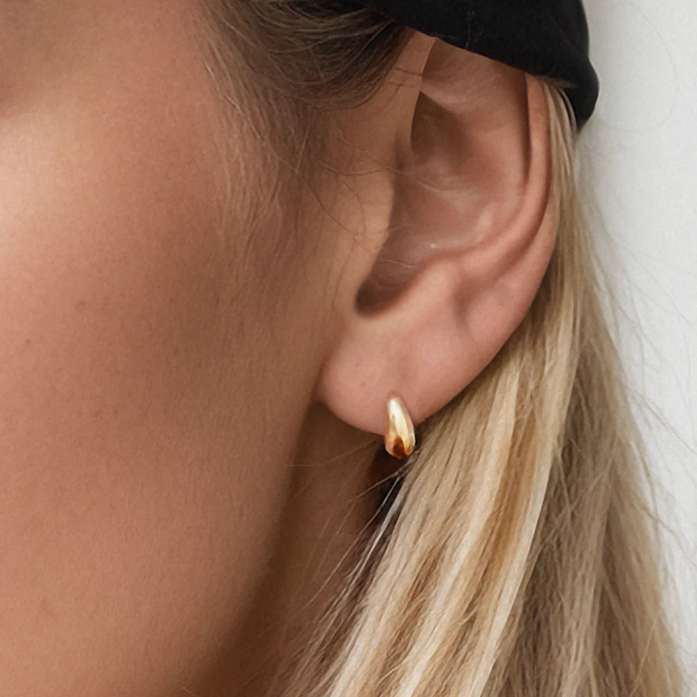 EManco Minimalist Gold Waterdrop Piercing Earrings 316 Stainless Steel Round Smooth Chunky Earrings Wholesale
