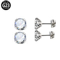 Body Piercing Jewelry GZN ASTM F136 Titanium Pair of Clear Geometric Zircon Buttfly Button Clip Earrings Studs Earring for Women