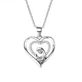 GP46 925 Sterling Silver Family Necklace Double Heart Pendant Meaningful Mom Gift for Mother Holding Her Baby Son Zircon