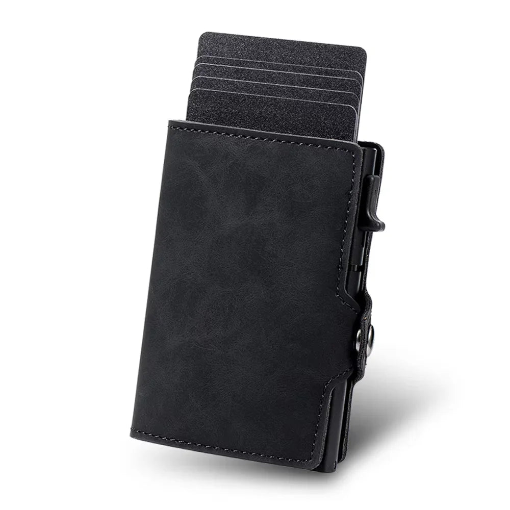 RFID Blocking Slim Card Holder Pop up Wallet With Retro Leather Cover for Men Slim Wallet