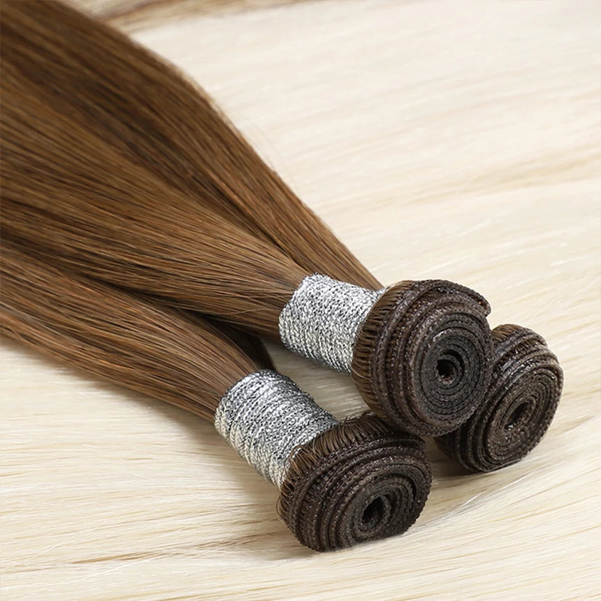 Remy 100% Human Hair Extensions Genius Weft Russian Hair Extentions Weft Seamless 22 Inch Brown 50g Genius Weft Hair Extensions