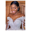 AL1309 Factory Can Processed Customized Long Sleeve Lace Mid -long V -neck White Tail Evening Dress South Africa Wedding Dress