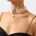 French Vintage Pearl Necklace Light Luxury Vintage Multi Layered Palace Style Neckchain Personalized Exaggerated Necklace