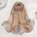 Chiffon Floral Scarf for Women Fashion Gardenia Print Shawls Wraps Lightweight Large Neck Scarves