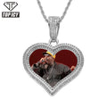 New Luxury Hip Hop Custom Picture Photo Pendant 2 Rows 3A CZ Heart Pendant Gold Plated Necklace Pendant Jewelry