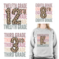 Hot Sale Back to School Custom Iron on Decals Leopard School Daycare Ready to Press DTF Print Heat Transfers for T Shirt