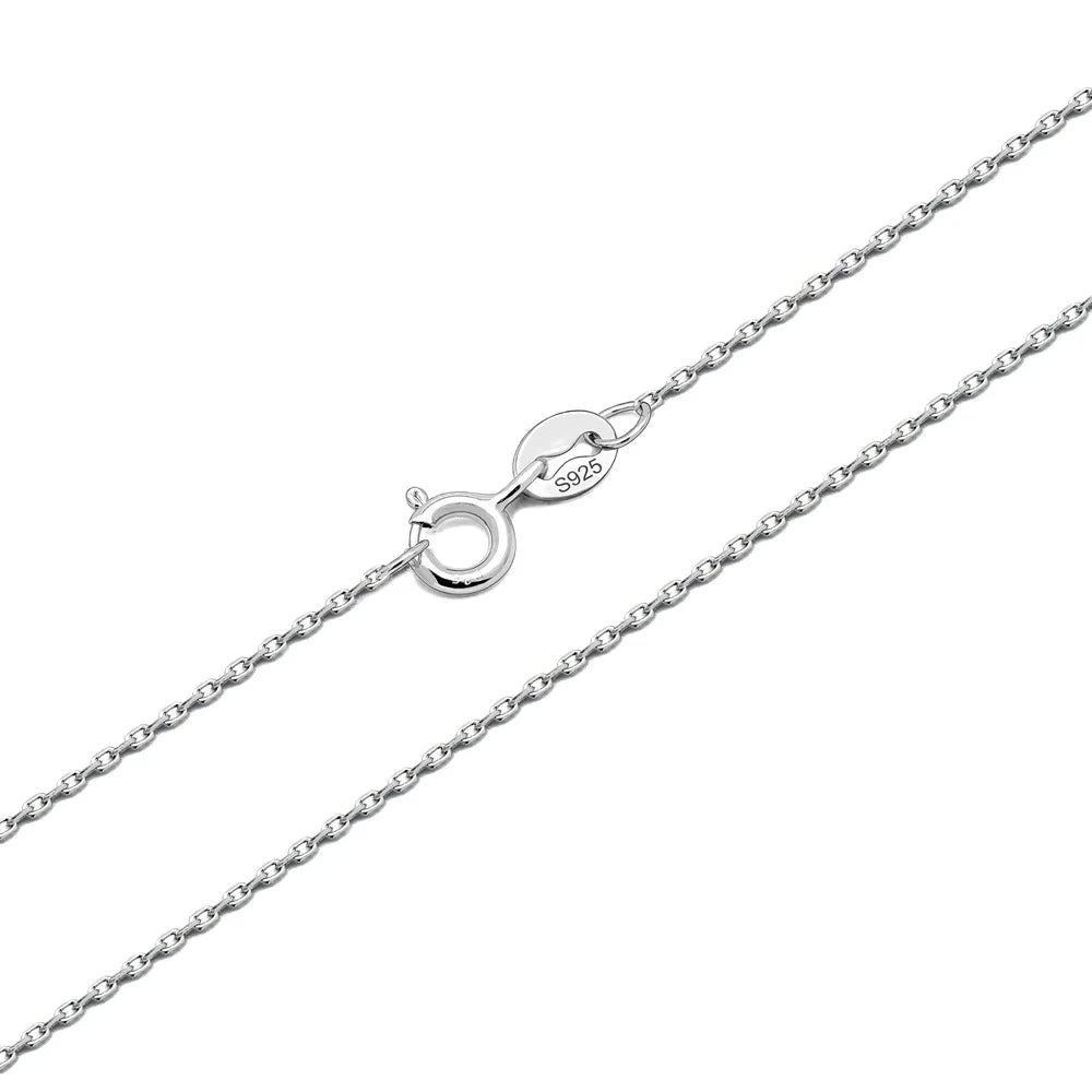 JZSZ-025 Thin 0.9mm Diamond Cut Link 925 Sterling Silver Wholesale Cable Chain Necklace with Extension