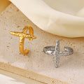 European American Fashion Popular Hip Hop Punk Gold Silver Stainless Steel Open Cross Ring