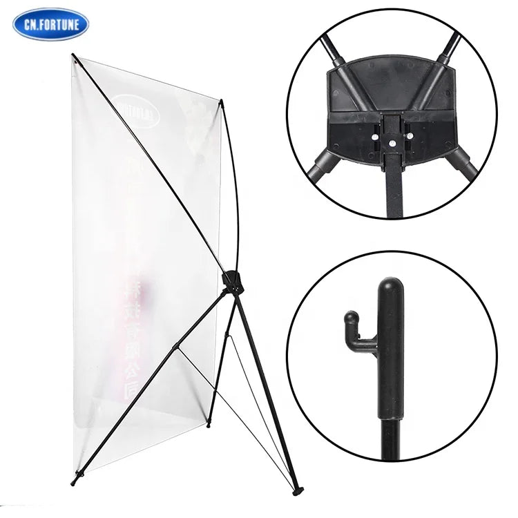 Korean Style Large Size Stable X Banner Stand with Digital Printing Iron Pole for Outdoor Promotions