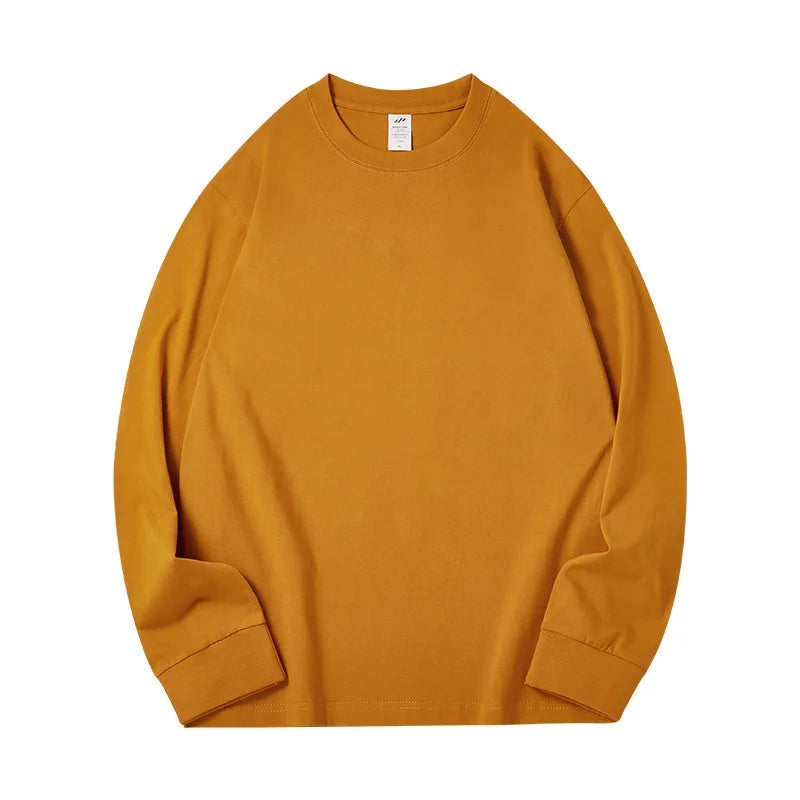 Wholesale Autumn New Cotton Long Sleeve Men's T-shirts Custom Print logo Acceptable Crewneck Clothes White t Shirt for Men
