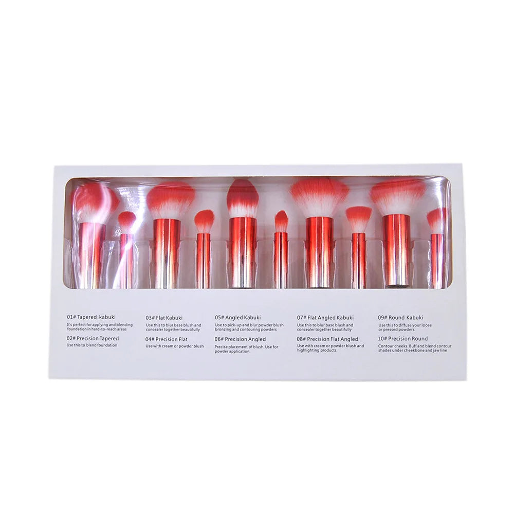 Makeup Tools 2-in-1 Splicing Brush Set 10-Piece Synthetic Hair Plastic Handle Soft-Bristled Portable Face Application Cosmetic