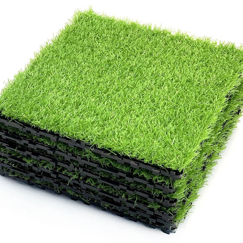 DYG Turf Grass Artificial Grass Tile Interlocking and Self-Draining Mat for Patio Indoor Outdoor
