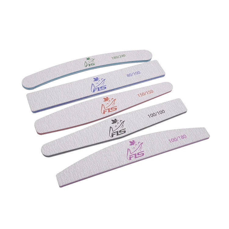 Factory Sales Buffer Custom Printed Logo Top Professional Washable Nail File 80/100/150/180/240 Double Side Zebra Nail File