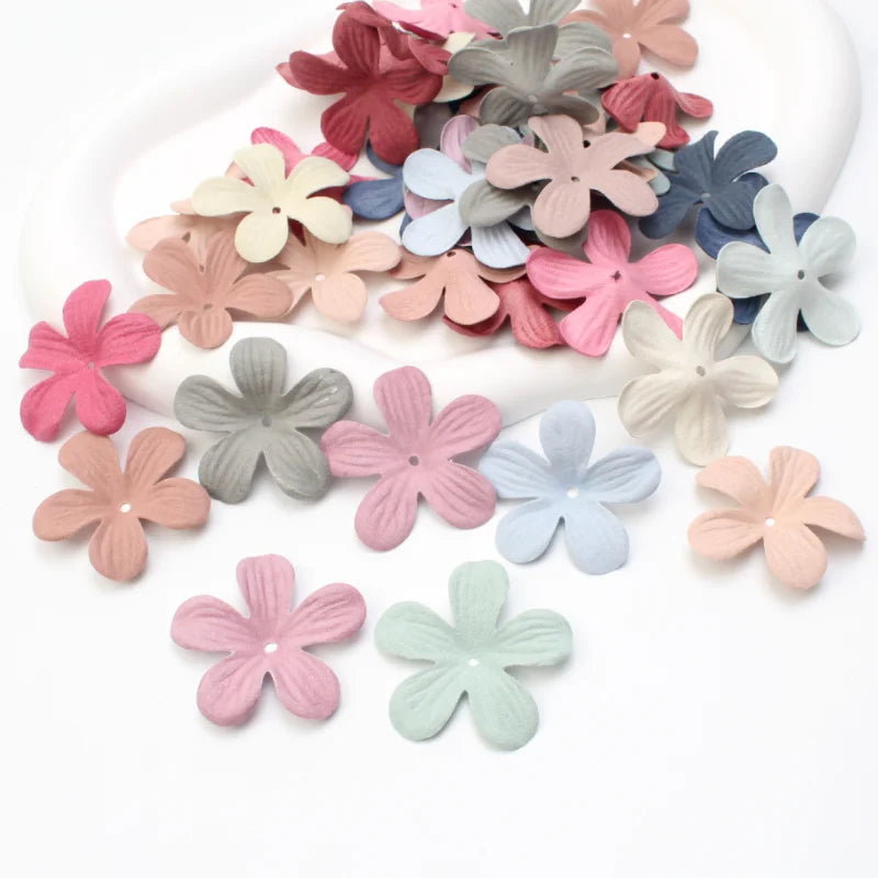 30pc Small Exquisite Leather Flowers Handmade Artificial Flower Head Wedding Decoration DIY Scrapbooking Craft Fake Flower 45mm