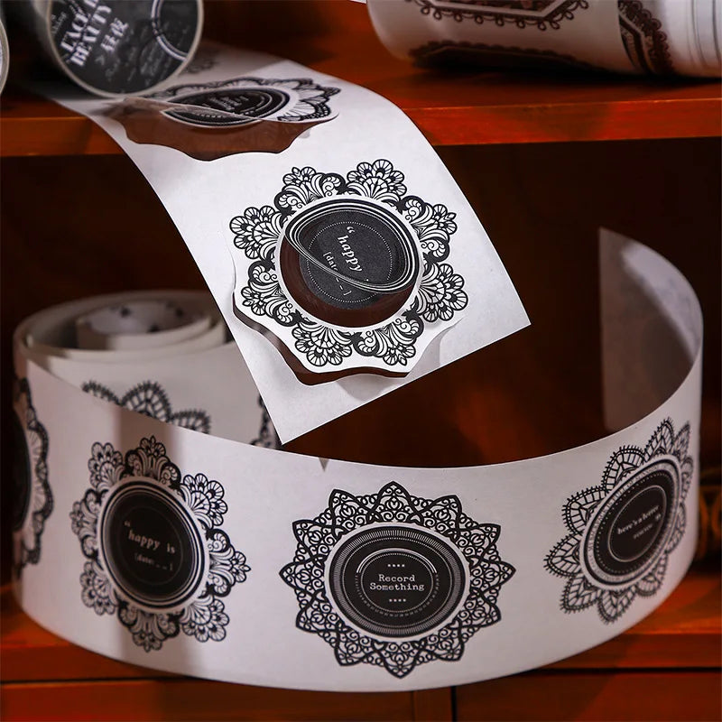 1Roll White Cowhide Die Cut Tape Lace Border Series Lace Border Theme Style