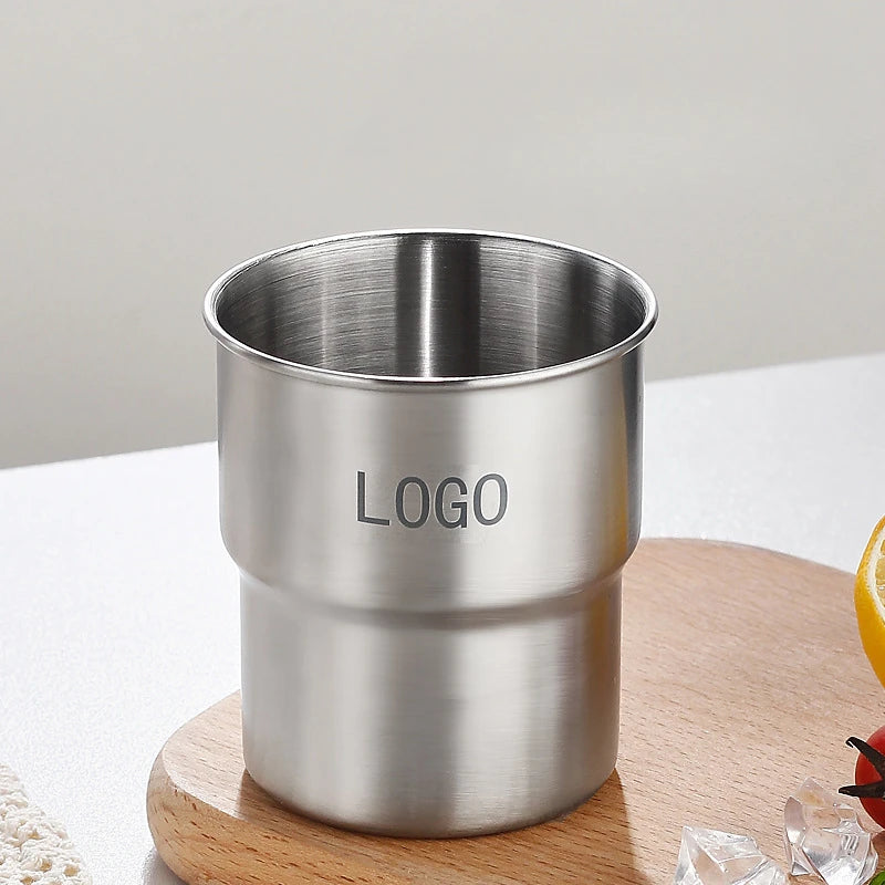 Portable Men and Women Restaurant Water Cup Simple Stainless Steel Coffee Accompanying Cup Outdoor Camping Ladder Teacup