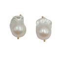 13-17 MM Big Baroque Nature Freshwater Pearl Stud Earrings .925 Silver Gold Color Plating Earring Hook