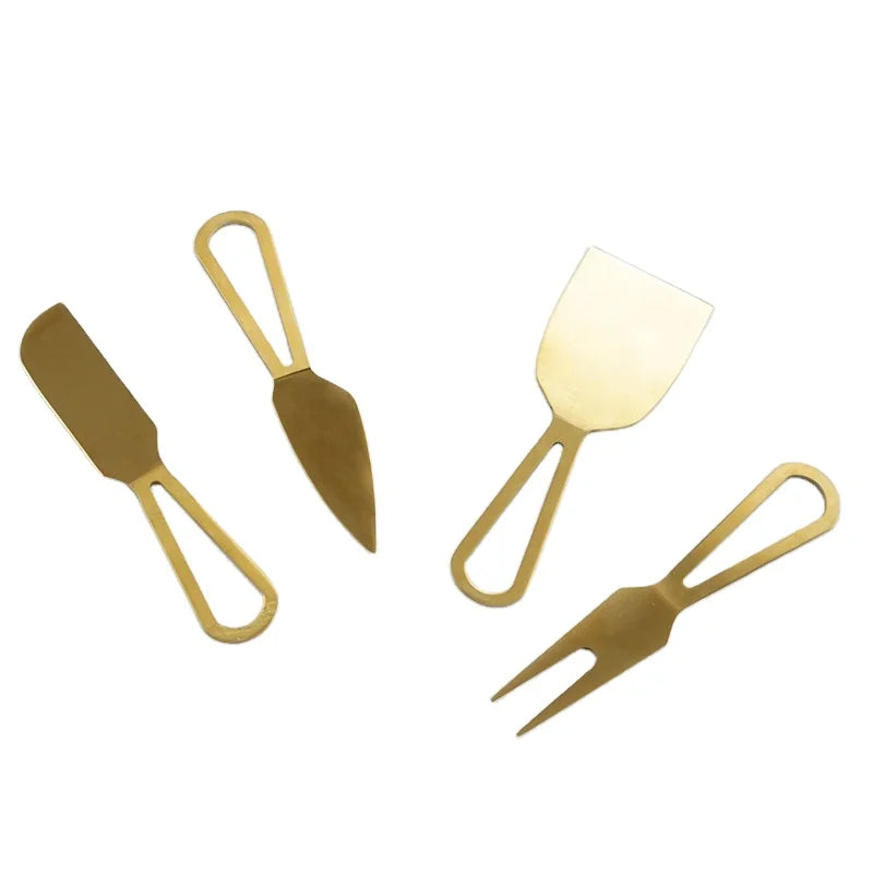 Gold Steel Stainless Cheese Slicer Cutter Cheese Knives with Steel Handle