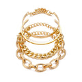 4pcs Set Vintage Twist Chain Cross Chain Combination Bracelet Snake Bone Chain Bracelet 18k Gold Plated Jewelry for Women