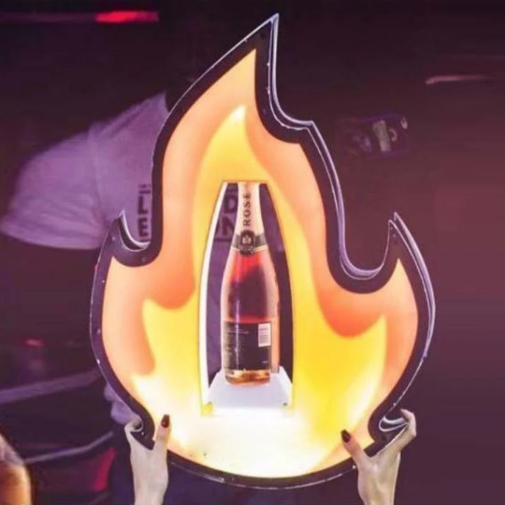 OEM Recharge Acrylic Fire LED Bottle Presenter Glorifier VIP Flame Display LED champagne Light Stand Rack for Night Club Wedding