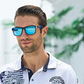 DUBERY 2026 Unisex Adult Polarized UV400 Sunglasses Blue and Transparent PC Frame Thick 2026 Paranoid Sunglasses for Men Women