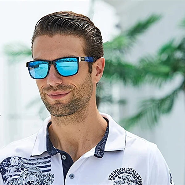 DUBERY 2026 Unisex Adult Polarized UV400 Sunglasses Blue and Transparent PC Frame Thick 2026 Paranoid Sunglasses for Men Women