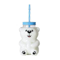 High Quality Bear Shaped Glass Water and Milk Cup New Design with Straw Heat Resistant for Coffee & Tea Sets