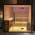 Customized 4-6 Person Modern Hemlock/Red Cedar Sauna Heater Room 6KW Electric USB+Bluetooth Control Panel Solid Wood Steam