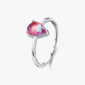 925 Sterling Silver Simple Water Drop Candy Color Tourmaline Finger Rings for Women Anniversary Daily Accessories Fine Jewelry