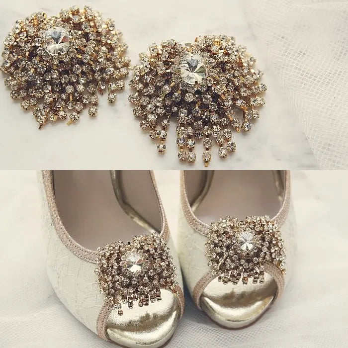 Rhinestone Shoe Clips Crystal Tassel Rhinestone Metal Shoe Buckle Detachable Shoe Decoration for Wedding Party