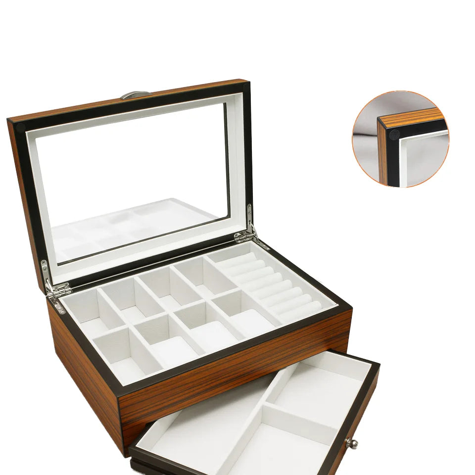 Manufacture  Wholesale Luxury Design Matte Finished  Wooden Jewelry Storage Box Inner Velvet Custom logo Watch Box