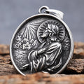 Rock Roll Stainless Steel Vintage Mens Christ Jesus Head Pendant Crown of Thorn Crucifix Pendant Necklace