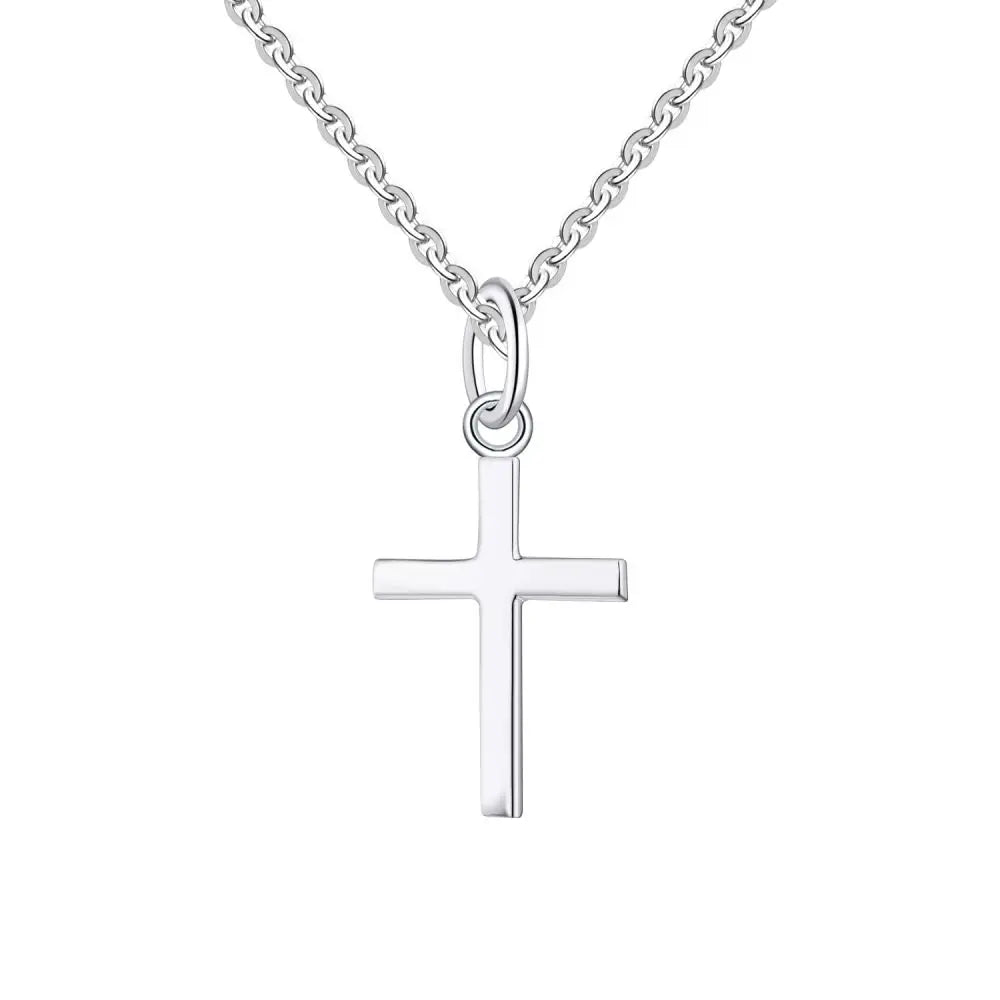 Simple 925 Sterling Silver Collar Cruz Cross Pendant Necklace for Weddings Parties and Engagements Silver Plated Jewelry