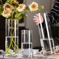 Home Decor Hydroponic Art Vase Tall Clear Floor Flower Vase Wedding Large Size Transparent Straight-tube Cylinder Glass Vases