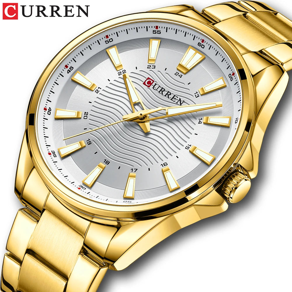 2025 CURREN 8424 New Men Watch Classic Simple Stainless Steel Quartz Wristwatches Fashion New Men's Watches with Luminous Hand