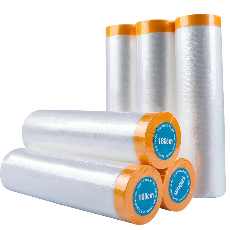 Water Activated PVC Automotive Masking Film with Rubber Adhesive Pre-taped for Painting Waterproof by Masking Film Dispenser MegaBDM