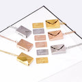 18K Gold Stainless Steel Clavicle Chain Custom Letter & Words Metal Postcard Openable Love Envelope Fashion Pendant Necklace