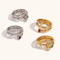 Dingran RING Unique Design Multilayer Heart Zircon Open Rings Fashion Women Gold Plated Jewelry