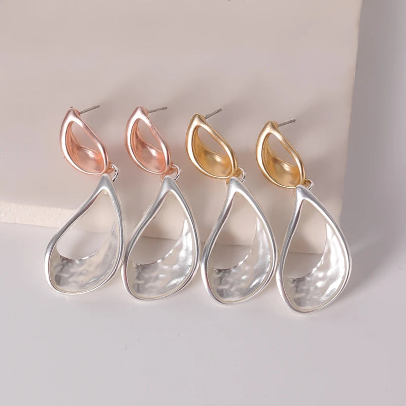 TongLing European Hollow Double Color Wholesale Custom Jewelry Dangle Earring Gift Fashion Earrings Trend Drop Earring