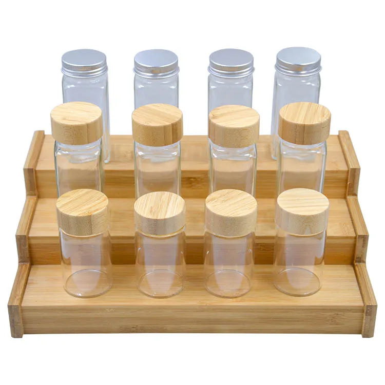 Bamboo Eco-Friendly Rectangle Countertop Storage Shelf Organizer Spice Rack 3 Tier