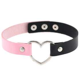 Wholesale Punk Ladies Gothic Leather Anime Choker Necklace Heart Spike Rivets Buckle Collar Necklaces