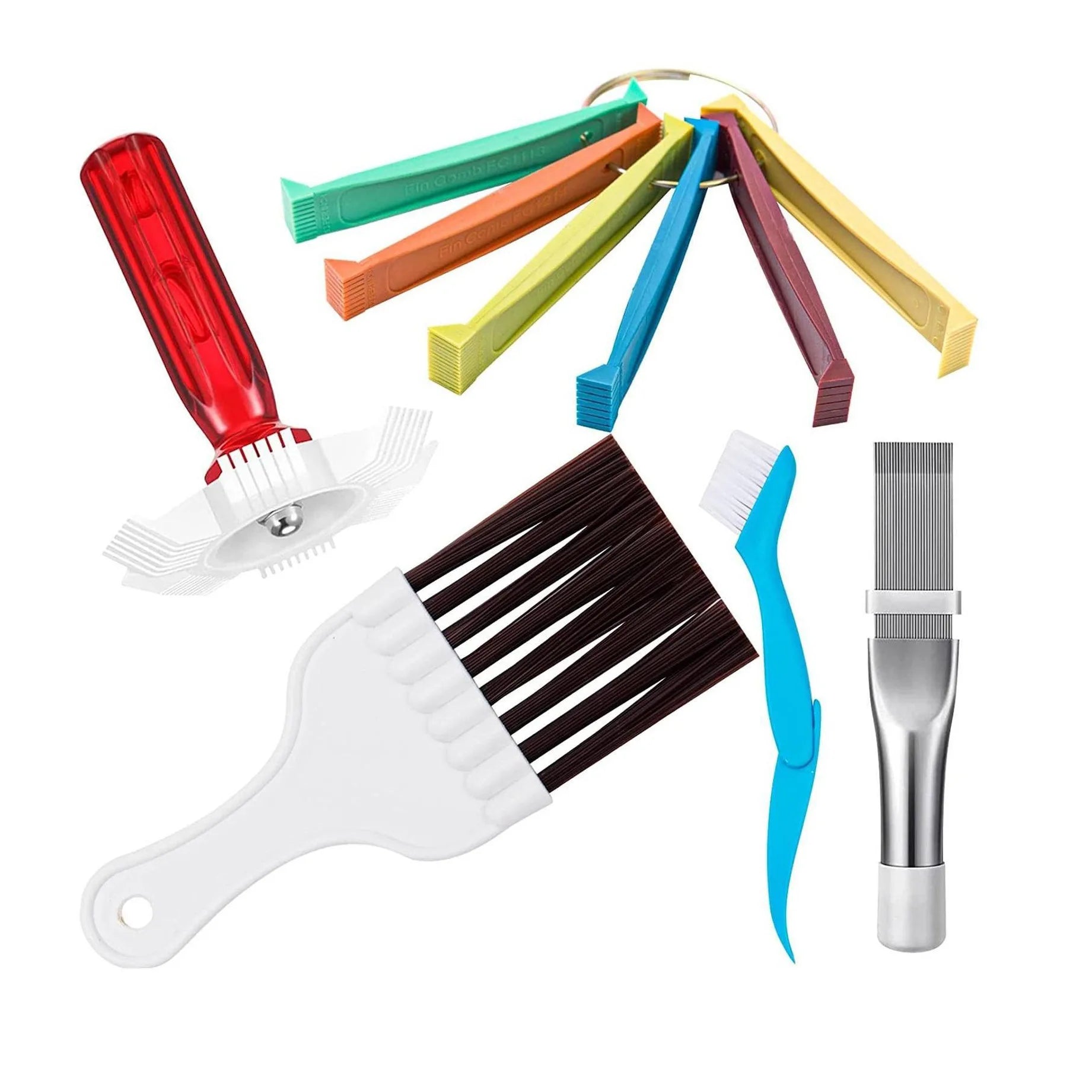 Universal 5pcs Car Radiator Condenser Fin Comb Sets Air Conditioner Coil Straightener Hand Cleaning Tool Auto Cooling Repair