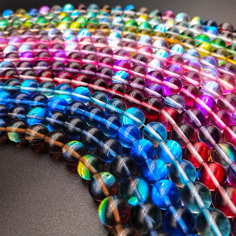 DS Factory Wholesale Glitter Stone Beads DIY Jewelry Accessories Shiny Glitter Moonstone Beads Glass Beads