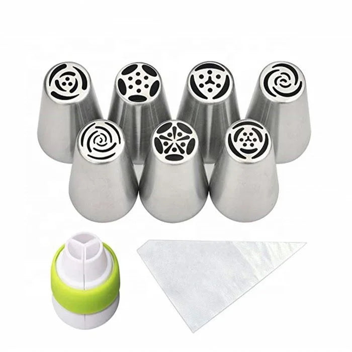 Baking Tools Stainless Steel Russian Piping Icing Nozzles Tips  Cupcake Supplies Kit Pastry Tip Set