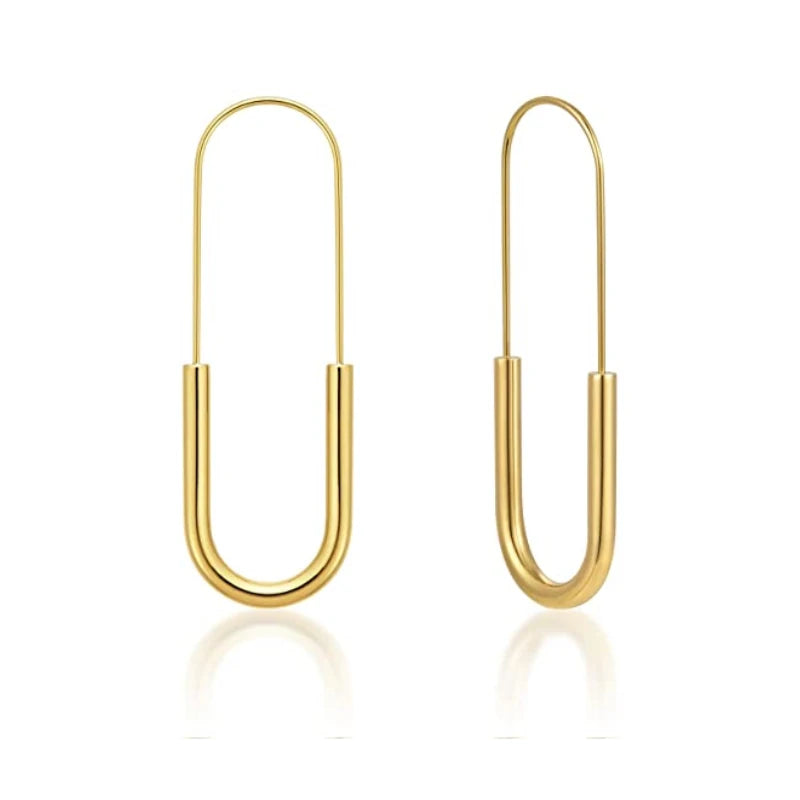 Hot Sale 18K Gold-Plated Hypoallergenic Medical Steel Endless Safety Pin Women'S Gold Hoop Earrings for Women
