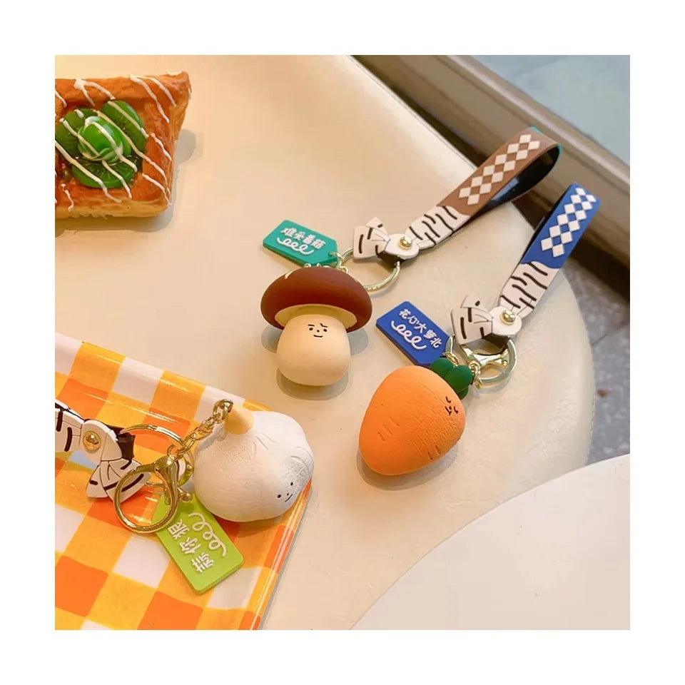 Cute Plush Vegetable Pendant Key Ring Cartoon Design Hot Pepper Garlic Green Onion Shape Key Chain Children Toy Gifts