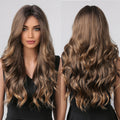 Long Wavy Dark Brown Blonde Synthetic Hair Wig for Black Women Afro Brazilian Water Wave Female Cosplay Natural Wigs